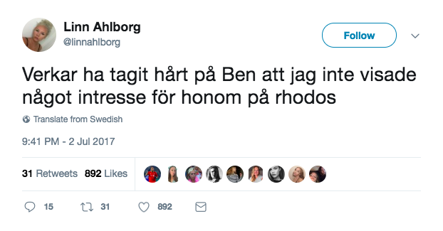 Ben Mitkus och Linn Ahlborg har råkat i luven på varandra Ben Mitkus och Linn Ahlborg har råkat i luven på varandra